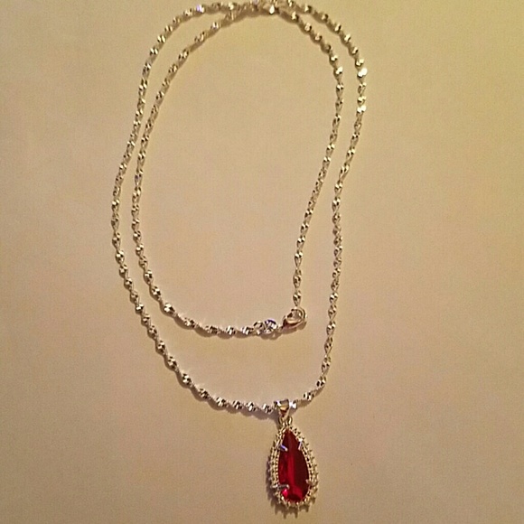925 Silver Stamped Ruby Red Pendant Necklace♡ - Picture 4 of 8